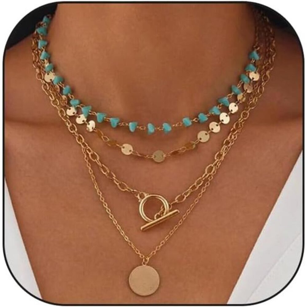 Layered Western Susan Cowgirl Necklaces for Women Vintage Rodeo Turquoise Beaded